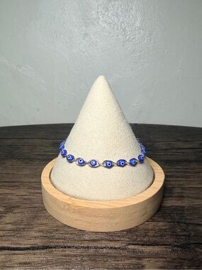 Silver Blue Evil Eye Bracelet for Protective Charm